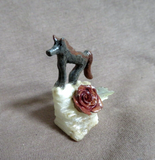 Zuni Jasper Adorable Mini Horse w Rose Fetish Carving by Ruben Najera C4629