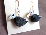 Native Zuni Jet & Mother of Pearl Eagle Fetish Earrings by Darrin Boone  JE609