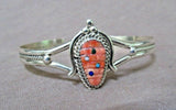 Zuni 925 Silver & Coral Small Cuff Corn Bracelet by Beverly Etsate JBR173