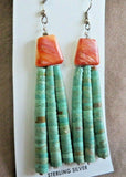 Santo Domingo Turquoise & Spiny Oyster Hook Earrings by Lupe Lovato JE580
