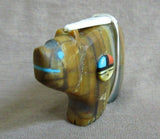 Native Zuni Banded Jasper Bear w/ Sunface & Bundle Fetish by Darrin Boone  C3388