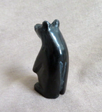 Native Zuni Jet Standing Bear Fetish Carving by Jacob Yuselew C4571