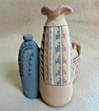 Native American Hand Coiled Jemez Pottery 3 Pot Grouping by J R Gachupin PO264
