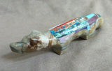 Zuni Amazing Picasso Marble Wolf w Multi-stone inlay Fetish by Jayne Quam C3657