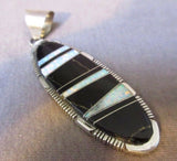 Navajo Onyx & Opal Sterling Silver Pendant by Steve Francisco JP0035