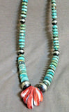 Large Santo Domingo Turquoise & Spiny Oyster Necklace by Marcella Castillo JN415