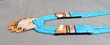Santo Domingo Turquoise & Inlay  "8 Fingers" Necklace Set  Torevia Crespin JN472