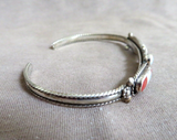 Native American Zuni Opal & Coral Cuff Bracelet By CARINA LEEKITY  JB257