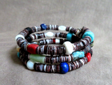 Santo Domingo Turquoise & Multi-Gemstone Wrap Wire Bracelet by H Tsosie JB268