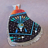 Navajo Micro Inlay Multi-Stone & Sterling Silver Pendant by Ray Jack JP0204