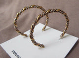 Native Navajo Copper & Sterling Wire Wrap Hoop Post Earrings by D Etsitty JE303