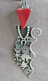 Navajo Tufa Sterling & Spiny Oyster  X Large Pendant by Alex Sanchez JE583