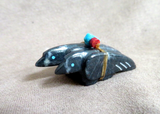 Native Zuni Black Marble Raven Duo Fetish Carving by  LaVies Natewa C4603
