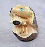 Native Zuni AMAZING Tagua Nut Eagle w/ Rabbit Fetish by Chris Peina - C2731