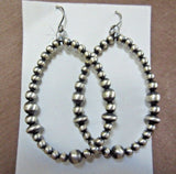 Native Navajo Sterling Silver Graduated Navajo Pearl Hook Earrings  JE446