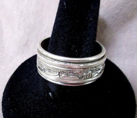 Navajo Storyteller Sterling Silver Ring - Size 12 - w/ movable story band JR04
