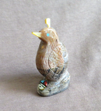 Zuni Picasso Marble Quail w/ Sunface Fetish Carving by Darrin Boone  C4344 Two Ponies Trading