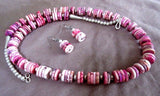 Navajo Hand Strung Magnesite & Silver Necklace w/ Matching Earrings JN0099