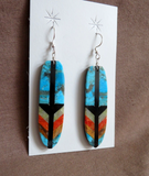 Santo Domingo Multi-stone Feather Earrings by Rudy Coriz  JE659