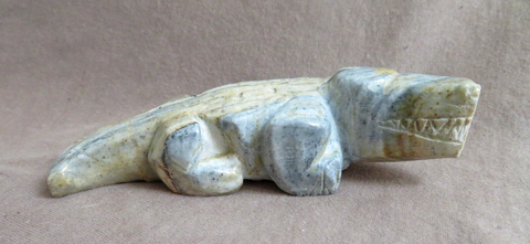 Native Zuni Jasper Alligator Fetish Carving by Eric Lonjose C4476