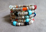 Santo Domingo Turquoise & Multi-Gemstone Wrap Wire Bracelet by H Tsosie JB267