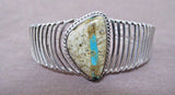 Native Navajo Sterling & Boulder Turquoise Bracelet by RV JB0115
