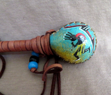 Native Navajo Handmade Rawhide Kokopeli Mini Rattle by Fedelia Beaver  M356