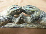 Native Zuni amazing Museum Quality Serpentine Frog Duo Fetish by Herbert Him Sr.