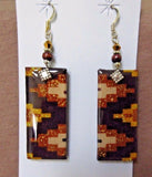 Native Navajo Sterling Silver Textile Rug Design Dangle Hook Earrings  JE0158