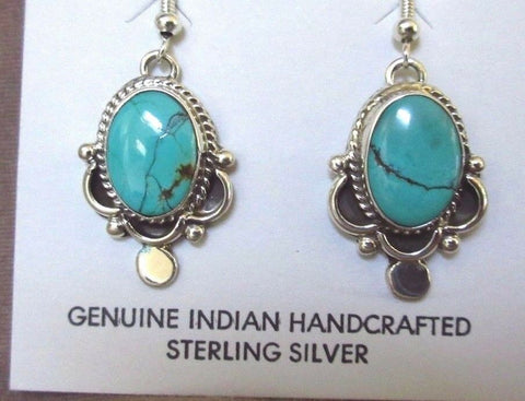Native Navajo Turquoise & Sterling Silver Hook Earrings by Jeff Largo JE0125