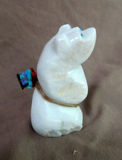 Native Zuni White Marble Large Standing Bear Fetish by Daryl Shack - C4012