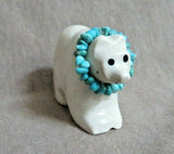 Native Zuni Fishrock Medicine Bear Fetish w necklace by Andre Westika C3863