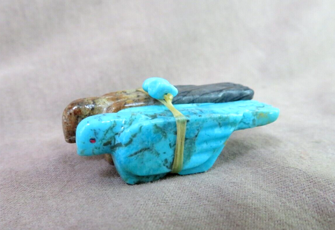 Native Zuni Turquoise & Picasso Marble Eagle Unity Duo by LaVies Natewa C4043 Two Ponies Trading