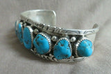 Navajo Sterling Silver & Turquoise 8 Stone Cuff Bracelet by ST JB243