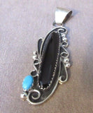Navajo Onyx and Turquoise Sterling Pendant JP0023