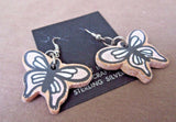 Native Zuni Butterfly Terra Cotta Clay Pottery Hook Earrings JE0310