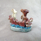 Zuni Multi-stone Seahorse Duo and Coral Reef Fetish by Justin Natewa C4056