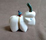 Zuni White Marble Chunky Mountain Goat Fetish Carving by Daryl Shack - C4315