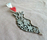 Navajo Tufa Sterling & Spiny Oyster  X Large Pendant by Alex Sanchez JE583