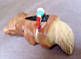 Native Zuni Cedar Wood carved Badger w/ Bundle Fetish by Brandon Phillips  C1416
