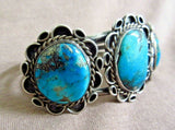 1980's Native Navajo Royston Turquoise & Sterling Small Cuff Bracelet  JB225