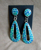 Zuni Blue and Green Gilson Opal inlay post Earrings by Carmichael Haloo JE535