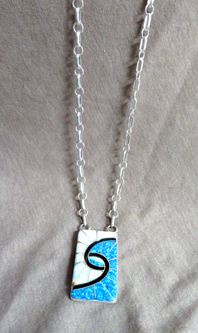 Zuni Opal & Sterling Hummingbird Pendant Necklace by Amy Quandelacy Wesley JN492 Native American