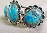 1980's Native Navajo Royston Turquoise & Sterling Small Cuff Bracelet  JB225
