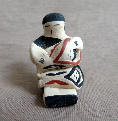 Native Made Jemez Mini Pottery Storyteller Figure w/ 2 Children by MC - PO286