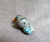 Native Zuni Turquoise Beaver w Fish Fetish Carving by Justin Red Elk C4258