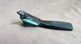 Zuni Black Marble & Turquoise Magpie Fetish Carving by Calvert Bowannie C4594