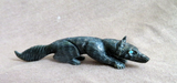 Native Zuni Dark Serpentine Wolf Fetish Carving by Lance Cheama - C4587