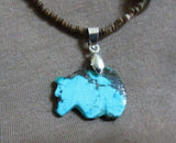 Native Zuni Turquoise Bear Fetish Heishi Necklace by B Natewa & K Quam  JN386 Two Ponies Trading