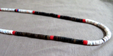 Santo Domingo Heishi w Coral & Jet 25" Necklace by Coriz family JN469